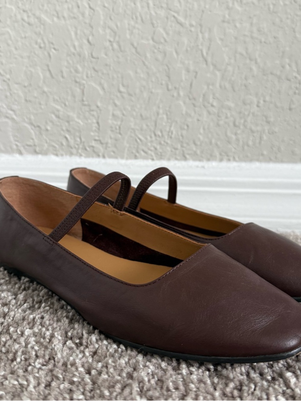 Madewell The Greta Ballet Flat in Coffee Bean Size 6.5 Preppy Leather Square Toe - Picture 3 of 6